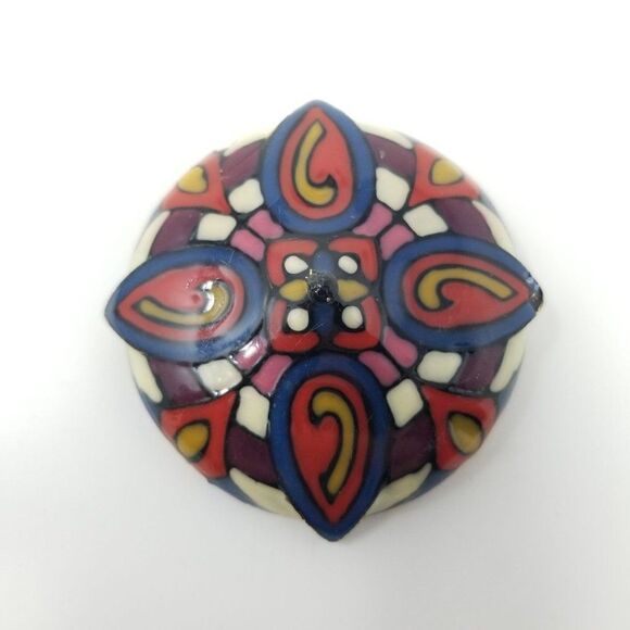 Vintage Colorful Enamel Brooch / Pendant, Retro Design, Necklace Lapel Pin - Picture 2 of 6